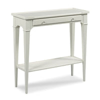 Additional view of Marseille Hall Table in warm brown and off-white, featuring stained finish and single storage drawer.