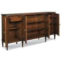 Alternate view of Cerise Sideboard, featuring stained finish, hardwood solids, cherry veneer, and four framed cabinet doors.