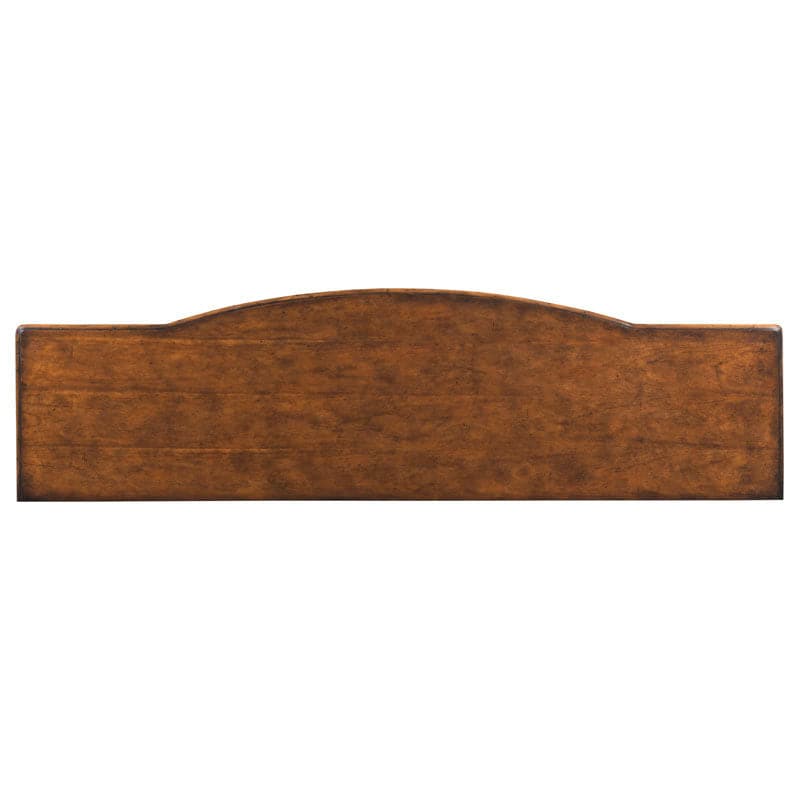 Additional view of Marseille Sideboard, featuring antiqued metal knobs, wood, brass hardware, and four hinged storage doors.