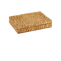 Hazlitt Box, shown in gold with wood, composite, and lidded storage compartment.