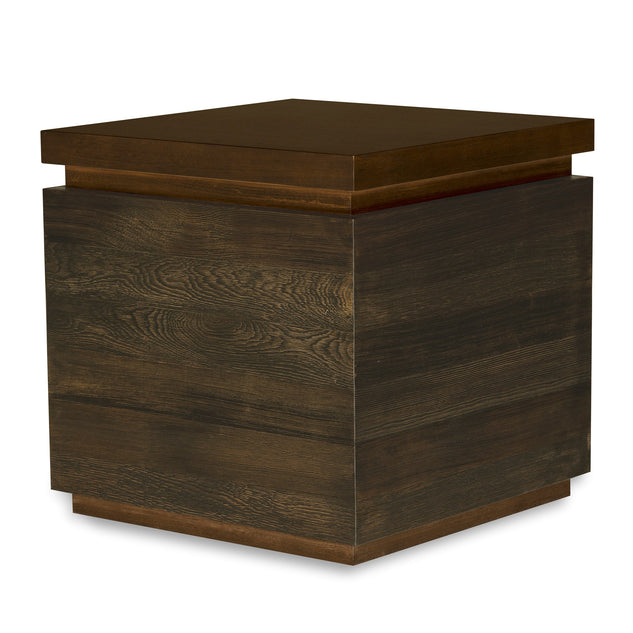 Alternate view of Indio End Table, featuring stained finish, wood, wood veneer, and a flat square top surface.