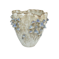 Black Forest Mushrooms Large Ivory Vase, shown in ivory and cream with ceramic and pottery.