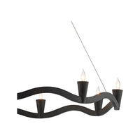 Alternate view of Serpentina Black Chandelier in black with open circular serpentine double-wave ring.