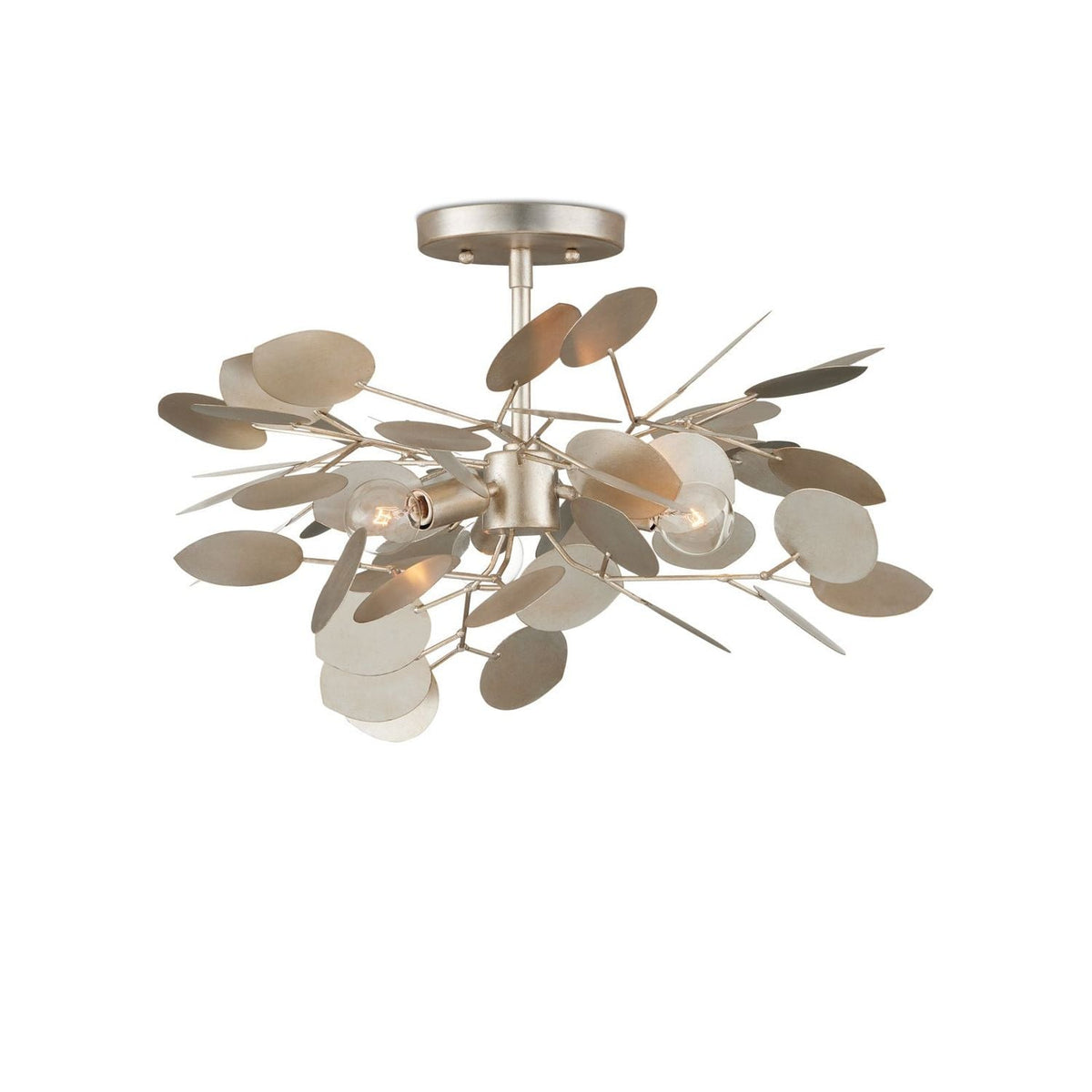 Additional view of Lunaria Semi-Flush Mount in champagne silver and warm metallic beige.