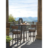 Additional view of Round Bistro Table in medium brown and dark bronze, featuring round bistro-height tabletop.