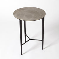 Alternate view of Circle Etched Accent Table in charcoal gray and pewter silver.
