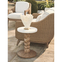 Alternate view of Accent Table, featuring polished stone finish, marble, solid wood, and a round marble top surface.