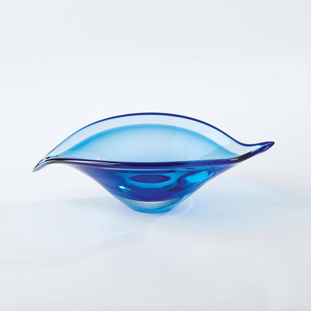 Bent Leaf Bowl-Blue-Sm