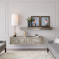 Alternate view of Abstract Block Cabinet in silver and champagne.