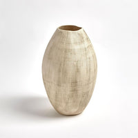 Additional view of Sisal Vase in cream and beige, featuring matte finish and open top vessel mouth.