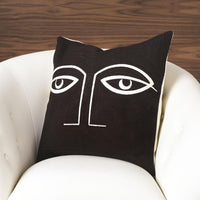 Alternate view of Two Eye Pillow, featuring embroidered finish, cotton, and removable cover with zipper closure.