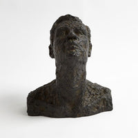 Gazing, shown in dark bronze and charcoal with cast bronze, metal, and solid freestanding sculptural form.