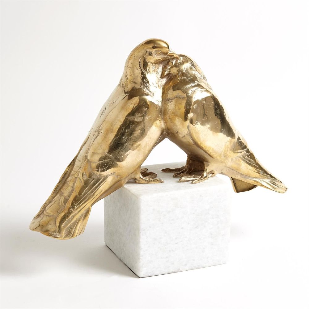 Additional view of Love Doves in silver and gold, featuring high-gloss finish and freestanding sculptural form.
