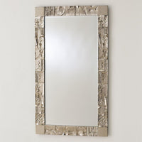 Pimlico Mirror, shown in silver and gold with metal, glass, and wall-mounted rectangular mirror.