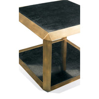 Alternate view of Skylar Bunching Cocktail Table, featuring metal, stone, and integrated lower shelf.