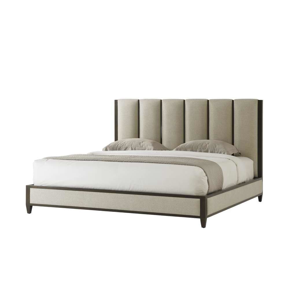 Alternate view of Lido Bed II, featuring upholstery fabric, wood, and a upholstered platform base.