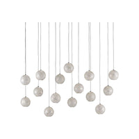 Additional view of Finhorn 15-Light Linear Multi-Drop Pendant in iridescent cream and pearlescent white.