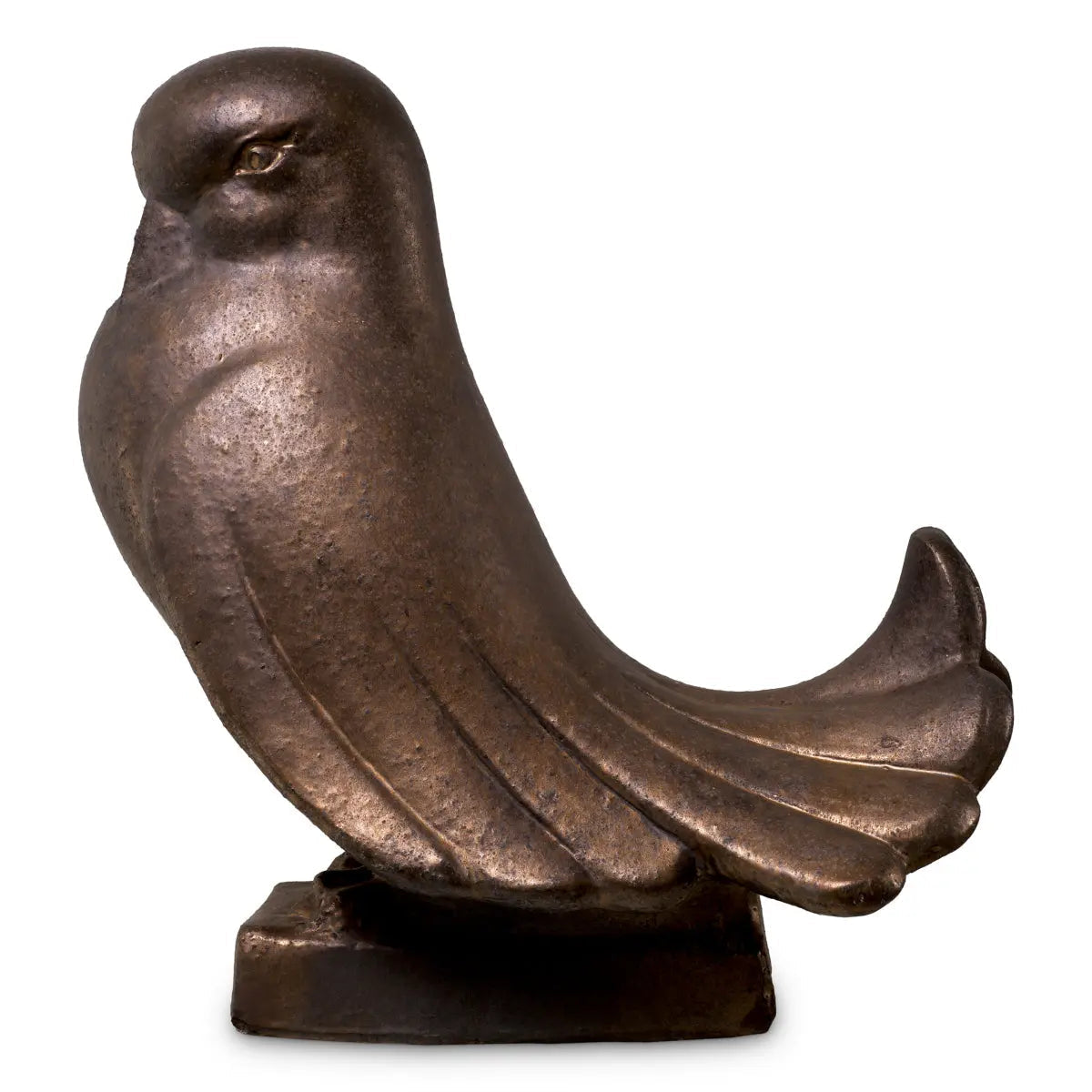 Additional view of Bird Dove Bronze Finish, featuring textured metallic finish, ceramic, and a integrated rectangular base.