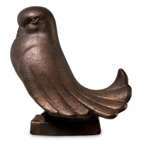 Additional view of Bird Dove Bronze Finish, featuring textured metallic finish, ceramic, and a integrated rectangular base.