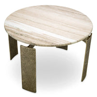 Additional view of Dining Table Bodega Round Antique Brass Finish in ivory and beige.