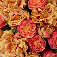 Additional view of Bouquet Of Roses Real Touch Three Tone Peach 72 Pcs/3 Varieties in peach and coral.