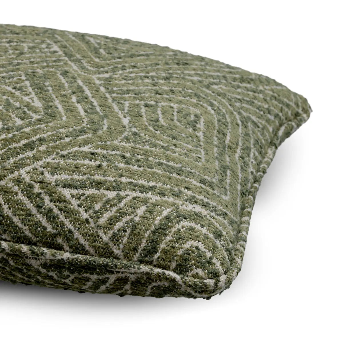 Additional view of Cushion Camari S Green in olive green and moss green.