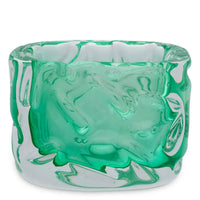 Additional view of Bowl Avoir Turquoise Green Glass, featuring glossy finish, hand-blown glass, and open-top vessel.
