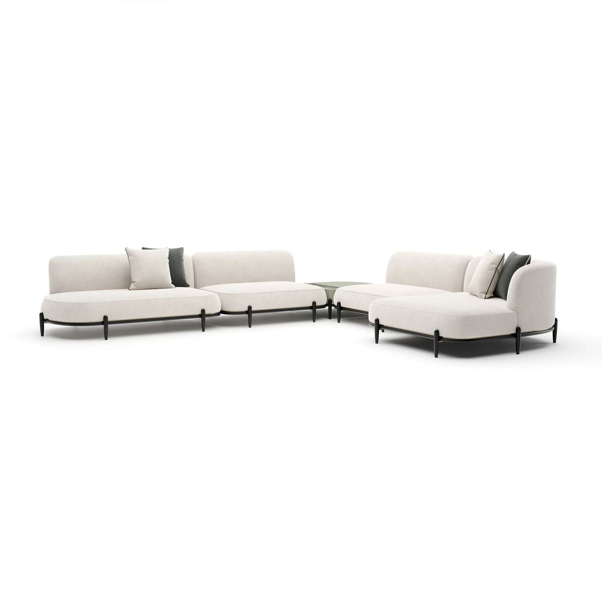 Alternate view of Madera L Sectional 272.25 in ivory and off-white.