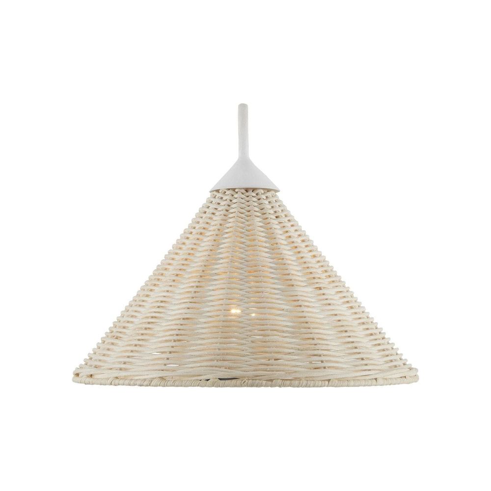 Additional view of Basket White Swing-Arm Wall Sconce in white and cream.