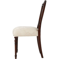Additional view of The Hidden Vase Side chair in dark walnut brown and ivory cream.