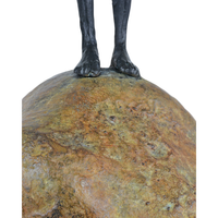Additional view of Man on Rock Medium Bronze, featuring patinated finish, bronze, stone, and a freestanding weighted base.