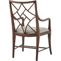 Additional view of A Delicate Trellis Armchair, featuring smooth woven upholstery, wood, fabric, and fixed arms.
