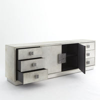 Additional view of Metro Long Cabinet-Grey Hair-on-Hide in grey and silver.