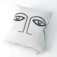 Additional view of Two Eye Pillow in black and white, featuring embroidered finish and removable cover with zipper closure.