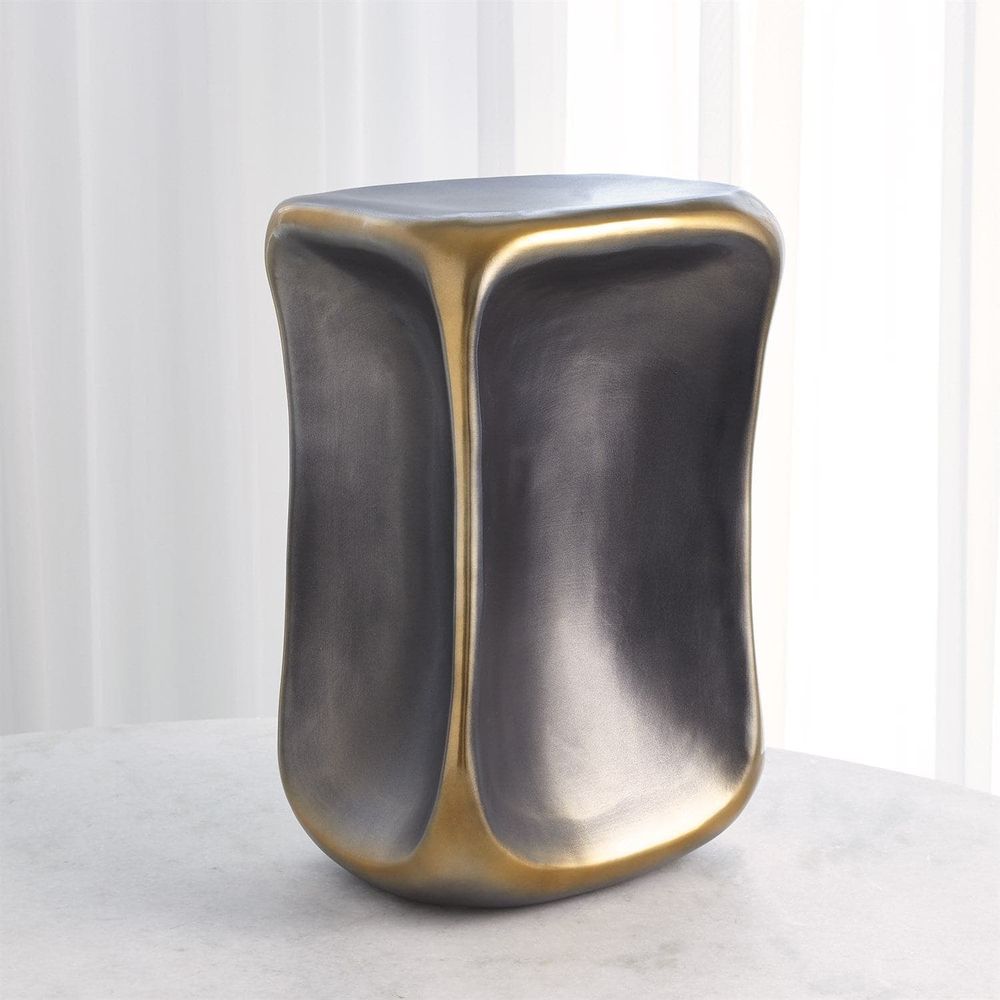 Additional view of Formation Accent Table in charcoal gray and antique brass gold.