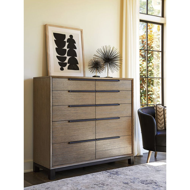 Alternate view of Bretton Gentlemans Chest in warm medium brown and taupe wood.
