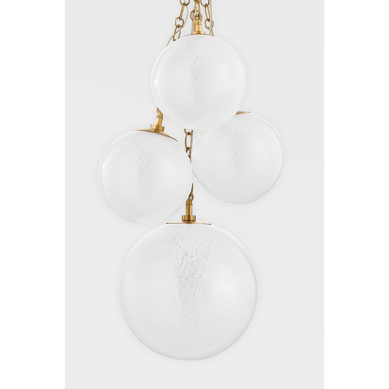 Alternate view of Antoinette Pendant, featuring glass, metal, and a chain-hung ceiling mount.