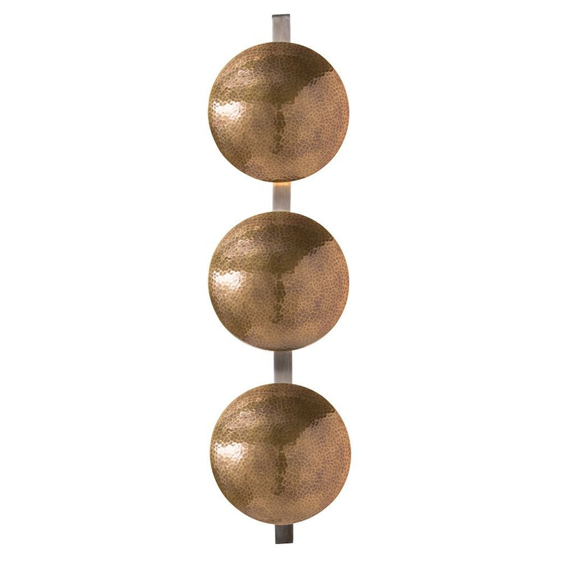 Axel Sconce, shown in gold and brass with brass, iron, and wall-mounting hardware.