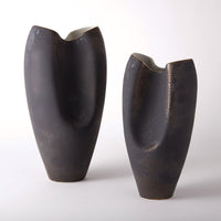 Alternate view of Oxus Pinched Vase, featuring matte finish, ceramic, and open top vessel mouth for stems or branches.