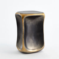 Formation Accent Table, shown in charcoal gray and antique brass gold with cast metal and metal alloy.