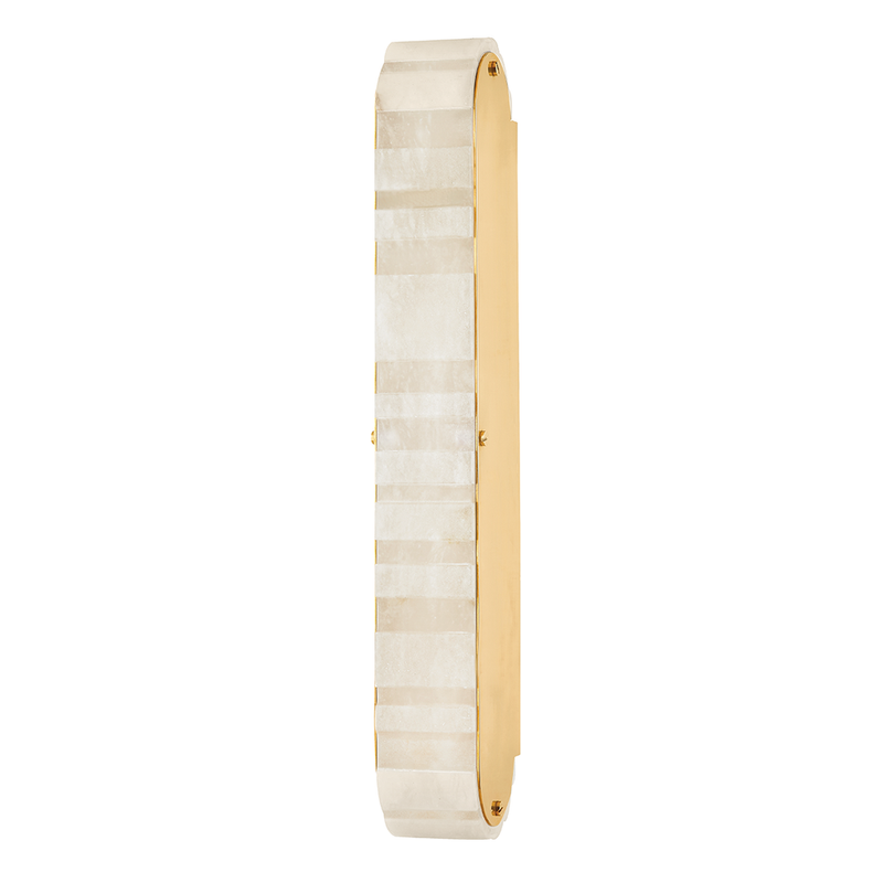 Budapest Wall Sconce, shown in cream and ivory with alabaster, brass, and wall-mounting hardware.