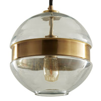 Additional view of Hammer Round Pendant in clear and gold, featuring a ceiling canopy mount.