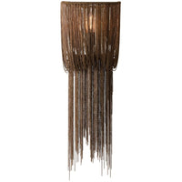 Brassik Small Sconce, shown in bronze and brown with metal chain, brass, and wall-mounted sconce.