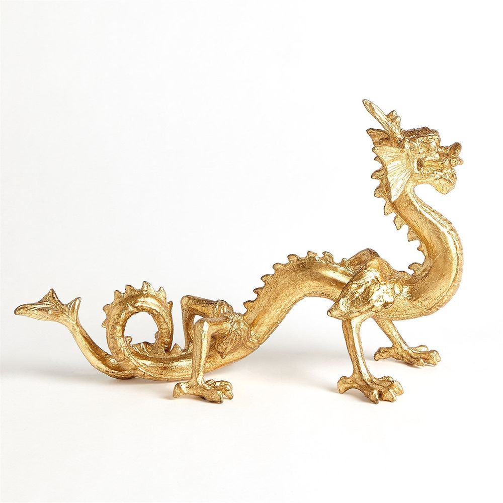 Standing Dragon, shown in gold with resin, metal, and freestanding figurine.