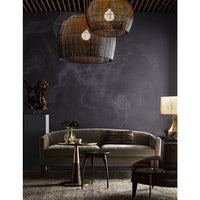Alternate view of Malion Small Pendant in natural tan and black with rounded bell-dome pendant with flared open base.