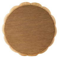 Alternate view of Marimar Cocktail table, featuring rattan, wood, and flat solid wood tabletop.