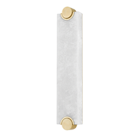 Brant, shown in white and brass gold with alabaster, brass, and wall-mounting hardware.