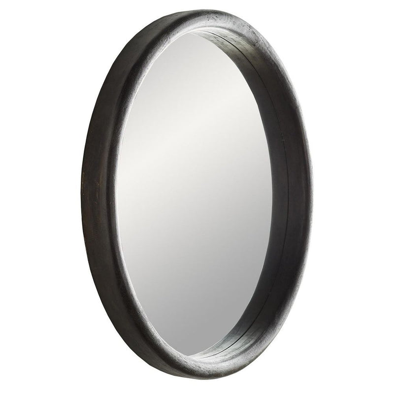 Alternate view of Nobuhiko Small Mirror, featuring textured grain, walnut wood, glass, and wall-mounting design.