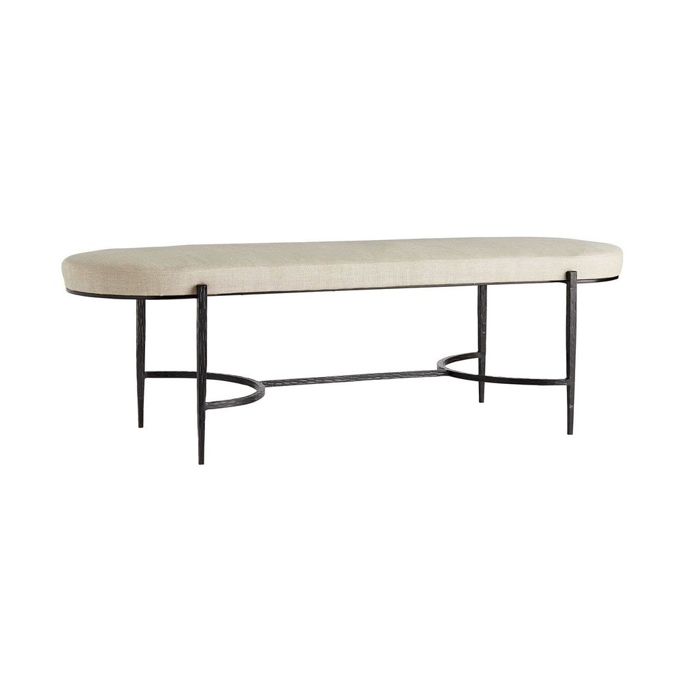 Additional view of Preston Bench in beige and black, featuring textured metal finish and backless bench seating.