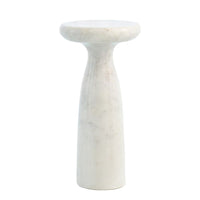 Additional view of Marble Tower Table in black and white, featuring polished finish and a solid pedestal base.